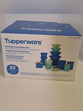 Tupperware Heritage Collection 32 Piece Food Storage  Set  Vintage Blue NEW